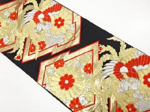 アンティーク　松皮菱に鳳凰・菊模様織り出し袋帯（着用可）